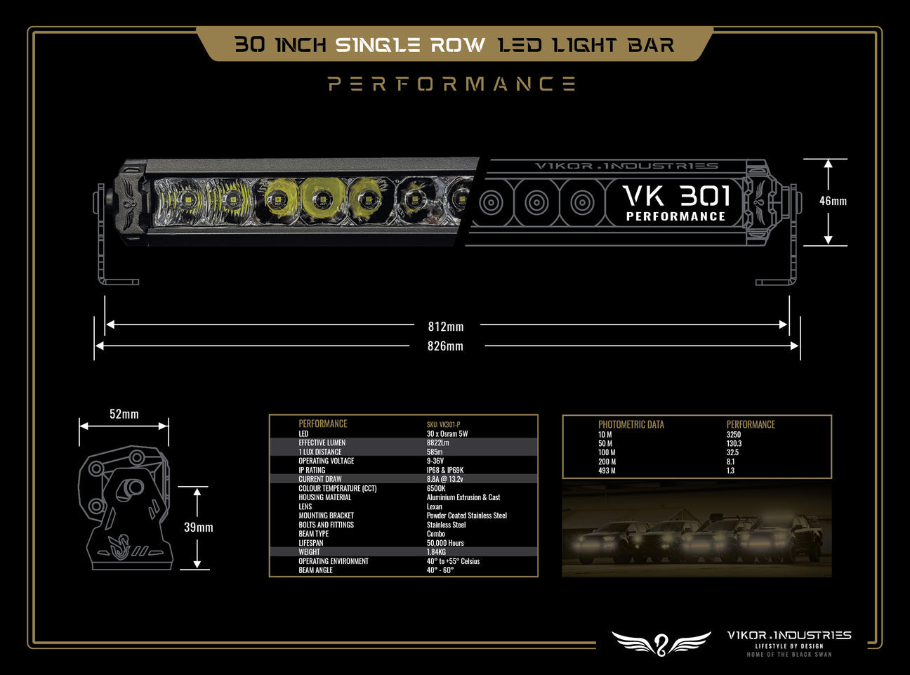 VK301 Performance LED Light Bar - 30 Inch Light Bar VIKOR INDUSTRIES